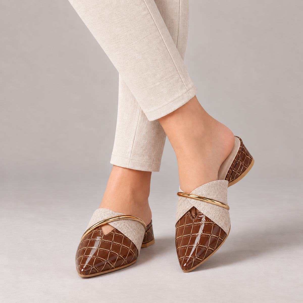 Calloway Padded Pointed-Toe Mules — Brown | Emory & Blanc