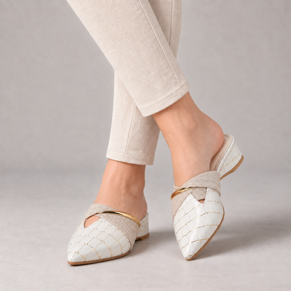 Calloway Padded Pointed-Toe Mules — White | Emory & Blanc