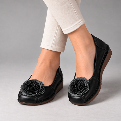Camellia Cushioned Slip-On Flats — Black | Emory & Blanc