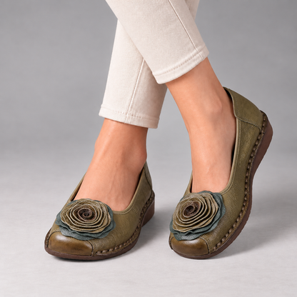 Camellia Cushioned Slip-On Flats — Olive | Emory & Blanc