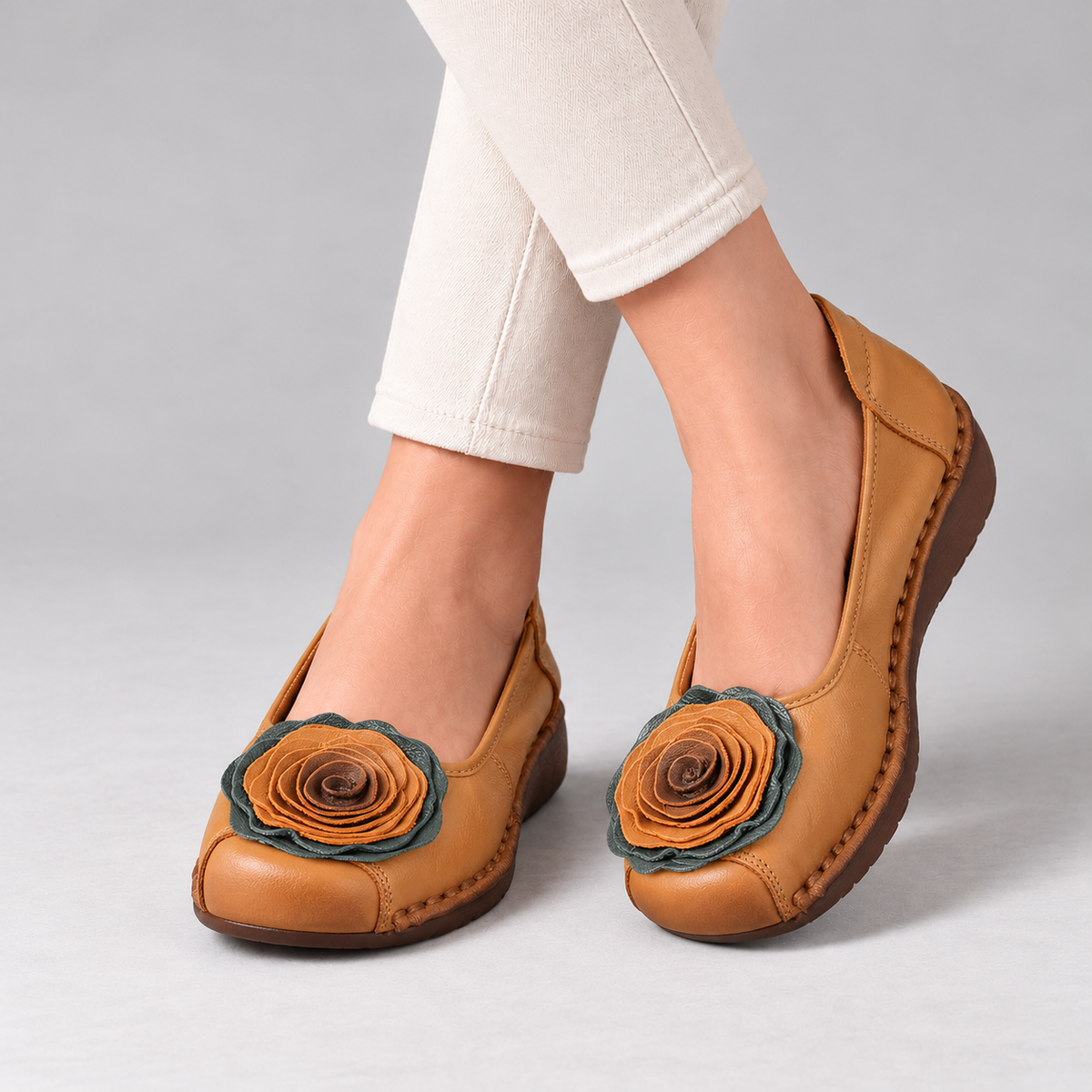 Camellia Cushioned Slip-On Flats — Tan | Emory & Blanc