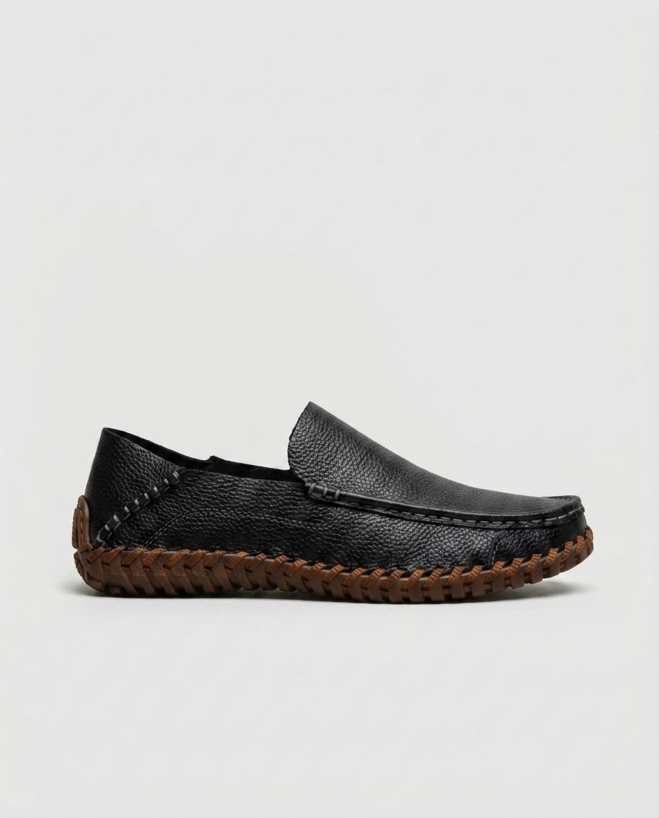Camille Whipstitch Loafer — Black | Emory & Blanc