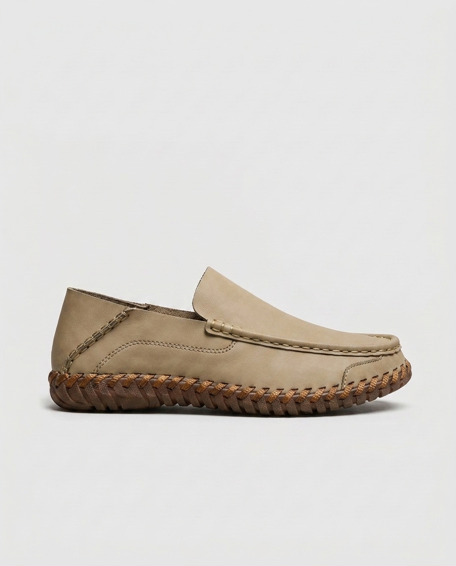 Camille Whipstitch Loafer — Khaki | Emory & Blanc
