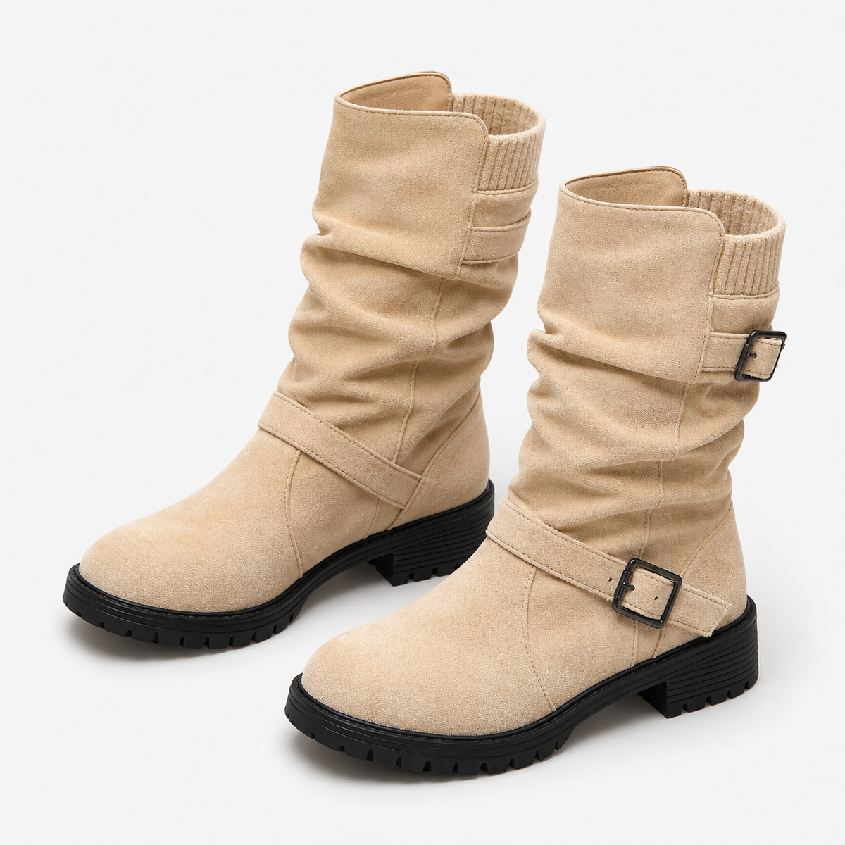 Carina Soft Mid-Calf Boots, Buckle Straps | Emory & Blanc