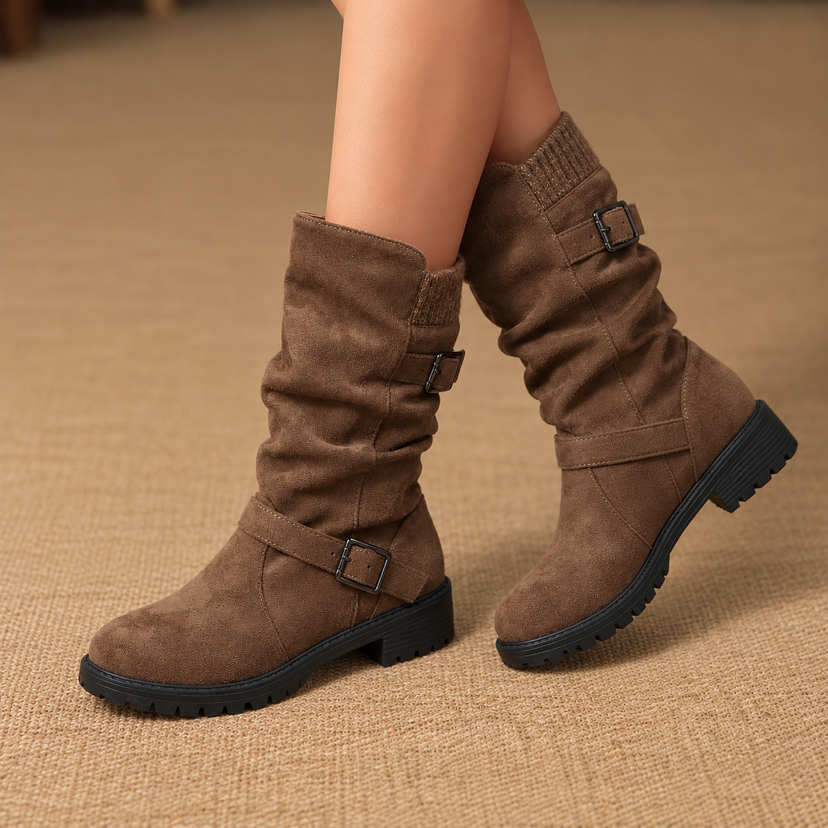 Carina Soft Mid-Calf Boots, Buckle Straps | Emory & Blanc