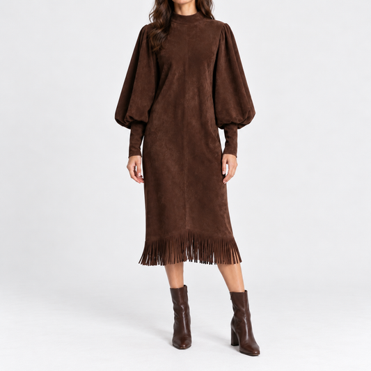 Carmen Breathable Midi Dress, Fringe Hem | Emory & Blanc