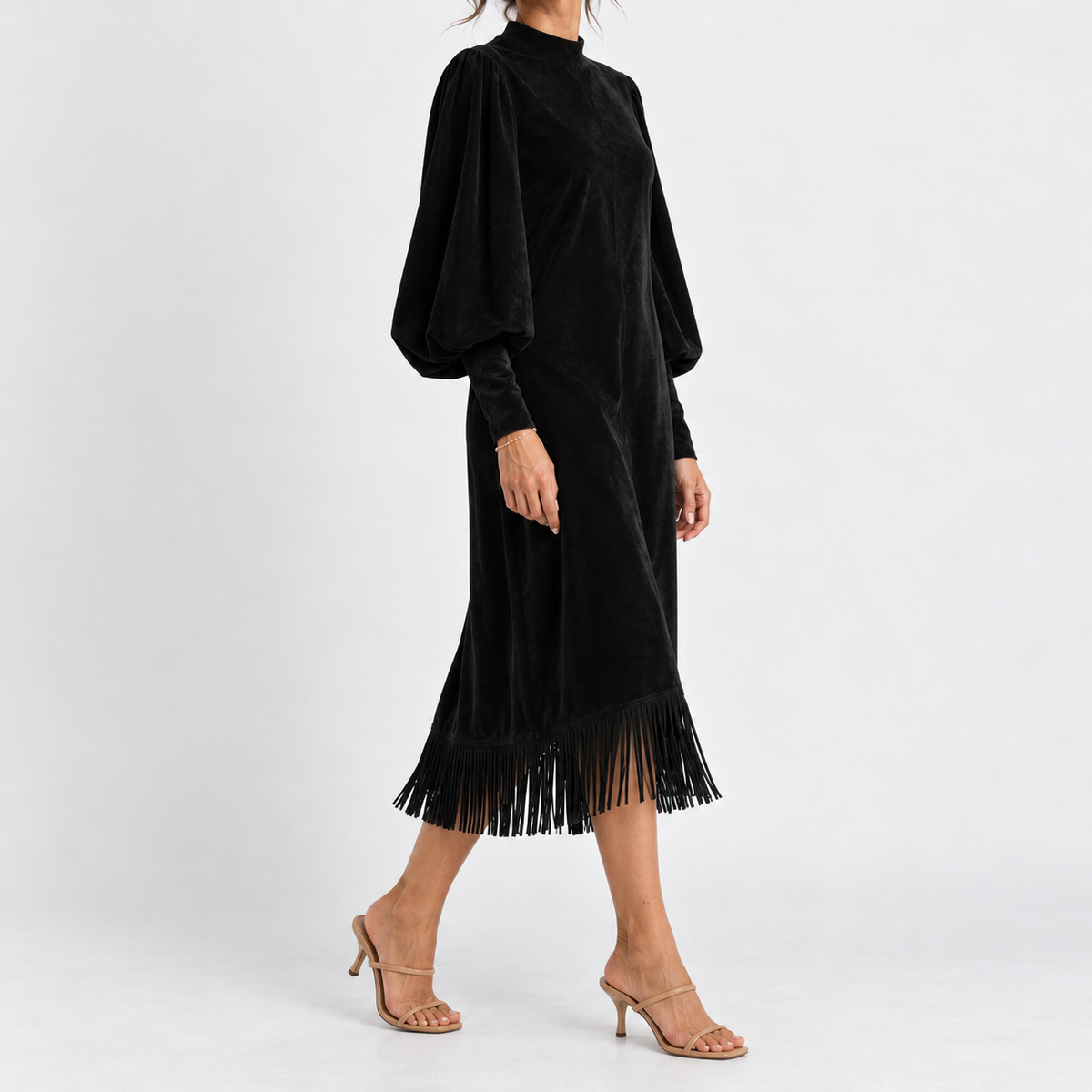 Carmen Breathable Midi Dress, Fringe Hem | Emory & Blanc