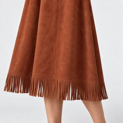 Carmen Breathable Midi Dress, Fringe Hem | Emory & Blanc