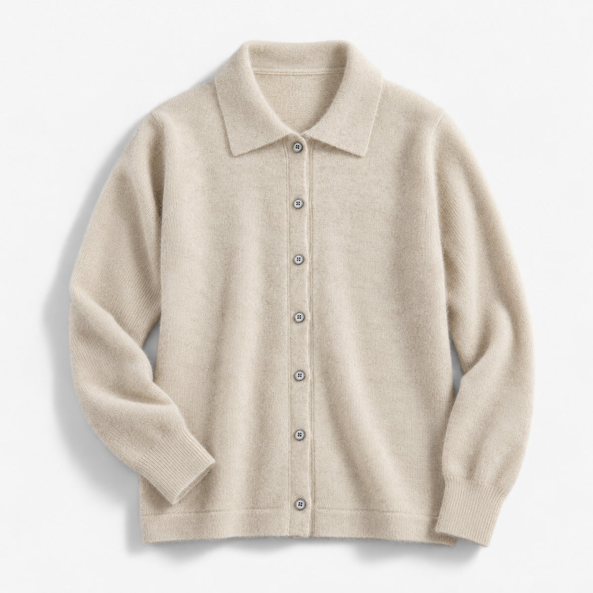 Cecily Soft Shirt-Collar Cardigan, Button Front | Emory & Blanc