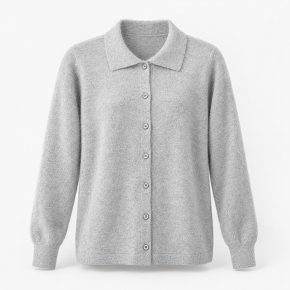 Cecily Soft Shirt-Collar Cardigan, Button Front | Emory & Blanc