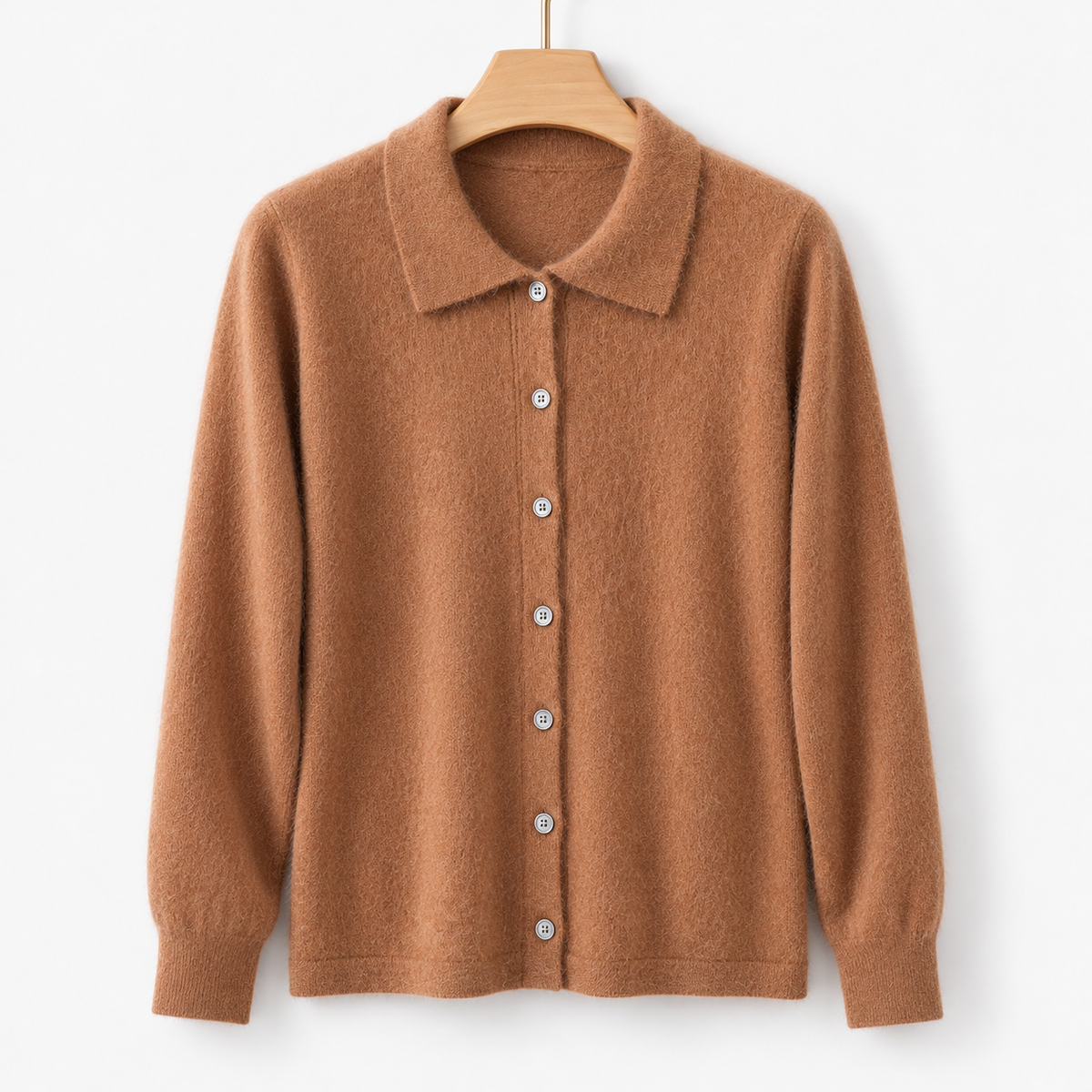 Cecily Soft Shirt-Collar Cardigan, Button Front | Emory & Blanc