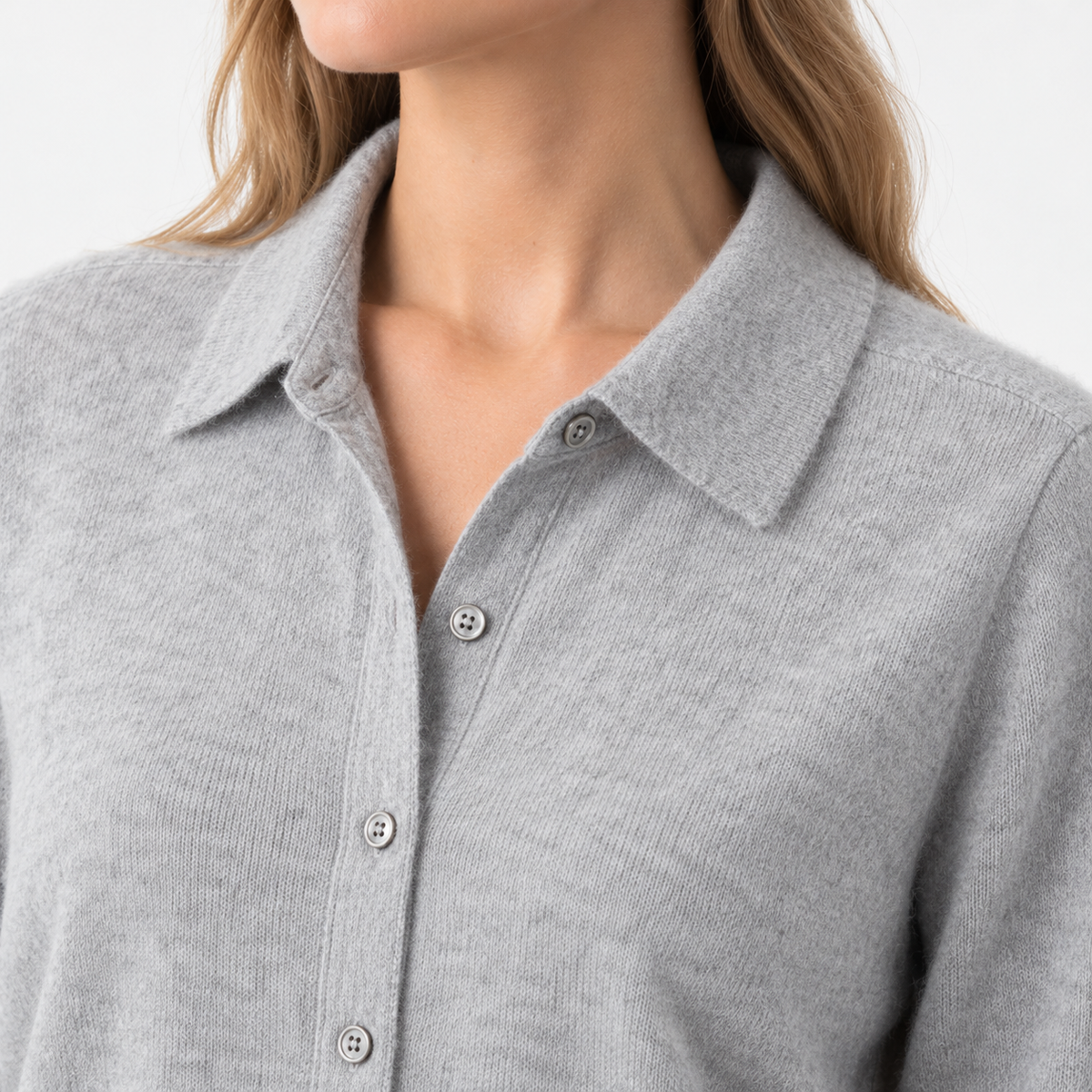 Cecily Soft Shirt-Collar Cardigan, Button Front | Emory & Blanc