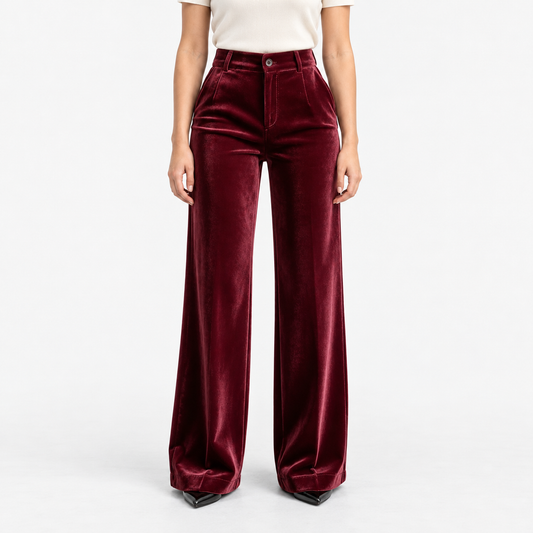 Celestine Soft Wide Leg Pants, High Waist — Burgundy | Emory & Blanc