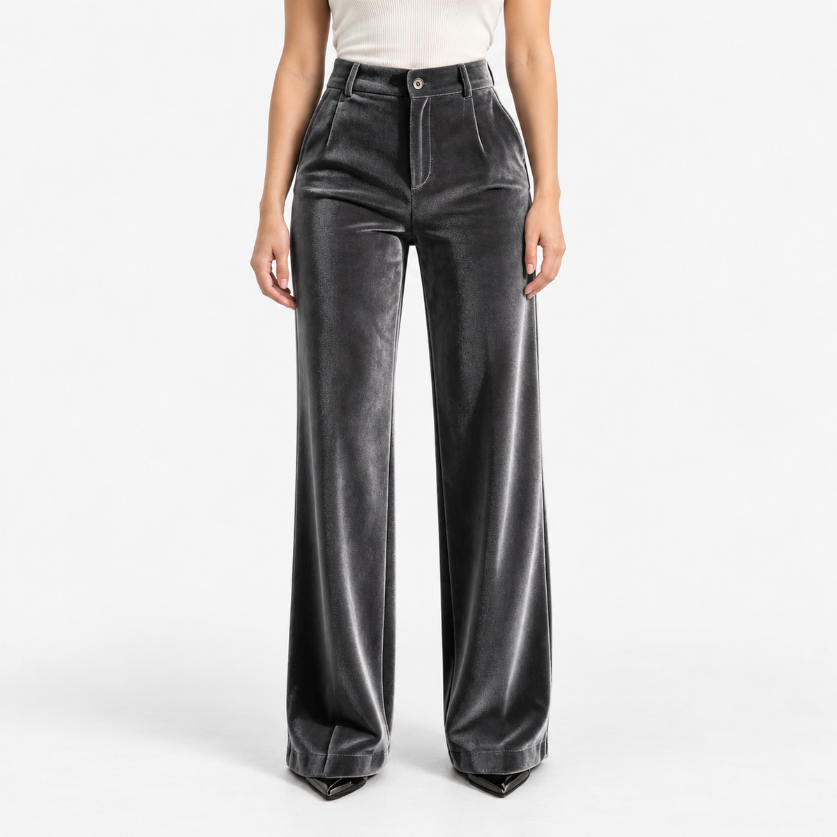 Celestine Soft Wide Leg Pants, High Waist — Charcoal | Emory & Blanc