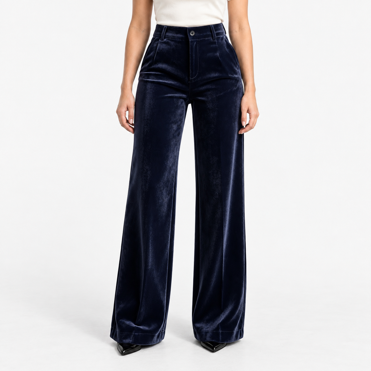 Celestine Soft Wide Leg Pants, High Waist — Navy | Emory & Blanc