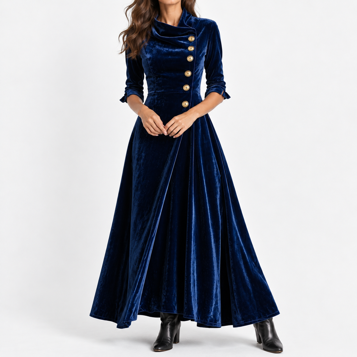 Celina Soft Cowl Neck Maxi Dress — Navy Blue | Emory & Blanc