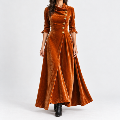 Celina Soft Cowl Neck Maxi Dress — Orange | Emory & Blanc