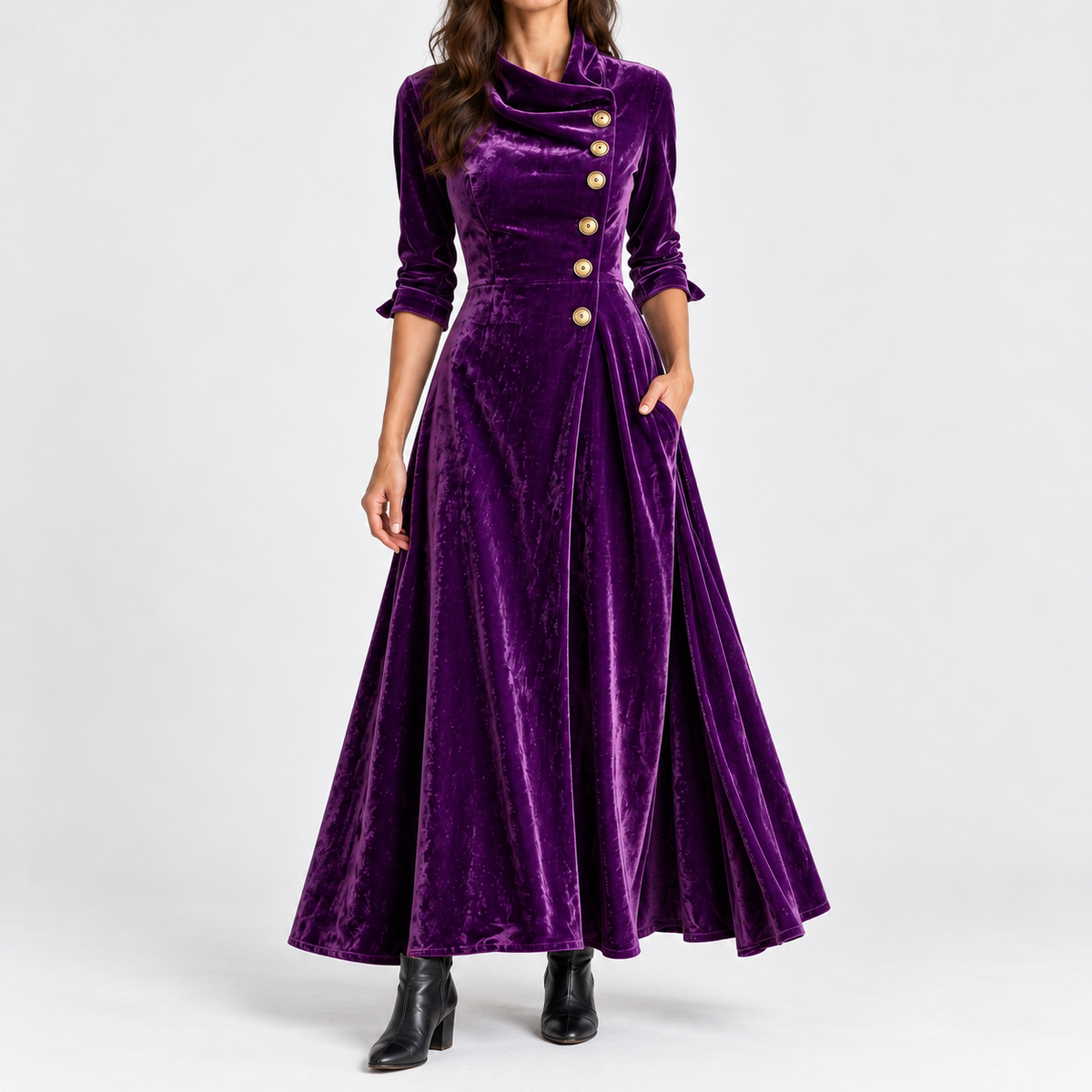 Celina Soft Cowl Neck Maxi Dress — Purple | Emory & Blanc