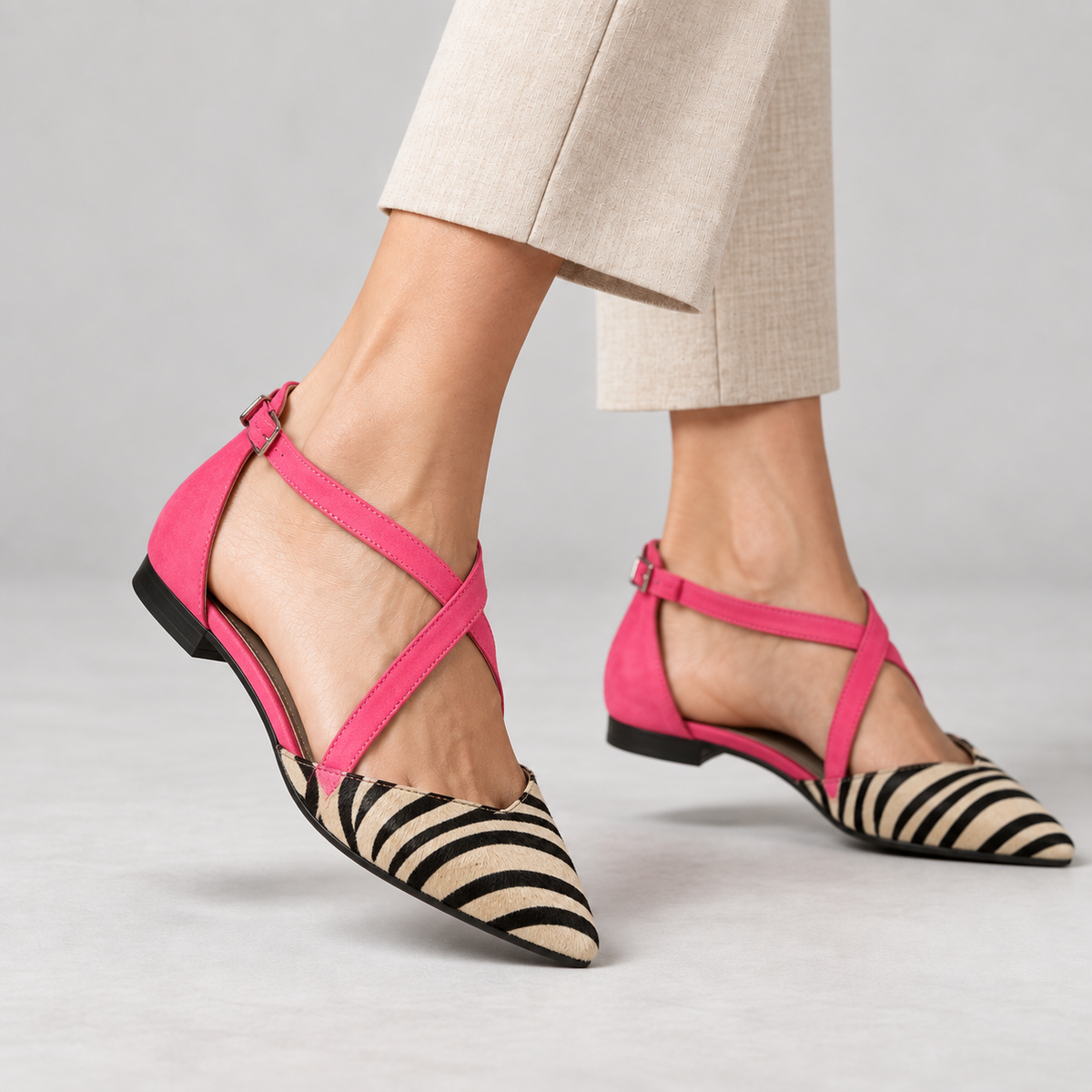 Claudia Secure-Strap Pointed Toe Flats | Emory & Blanc