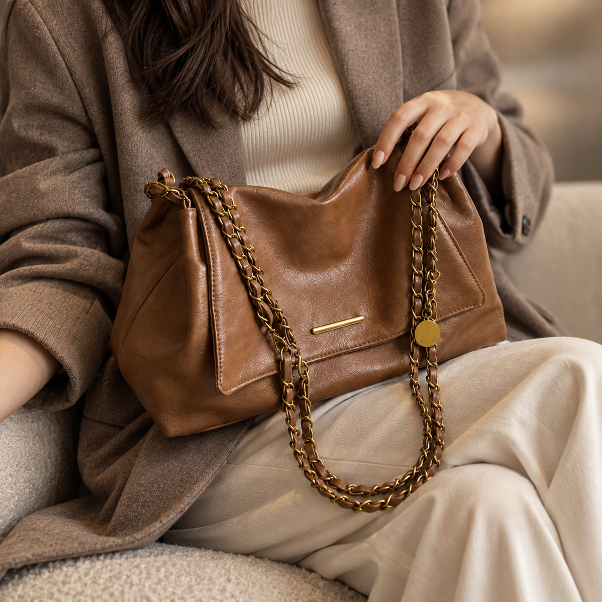 Claudine Soft Chain Shoulder Bag | Emory & Blanc