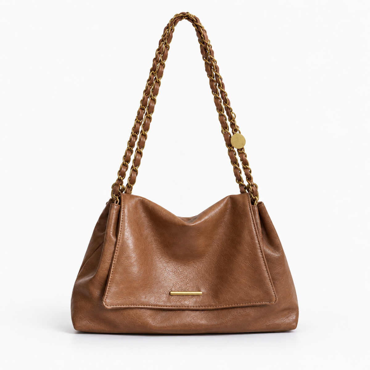 Claudine Soft Chain Shoulder Bag — Brown | Emory & Blanc