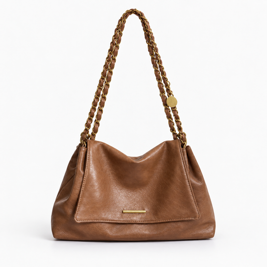 Claudine Soft Chain Shoulder Bag — Brown | Emory & Blanc