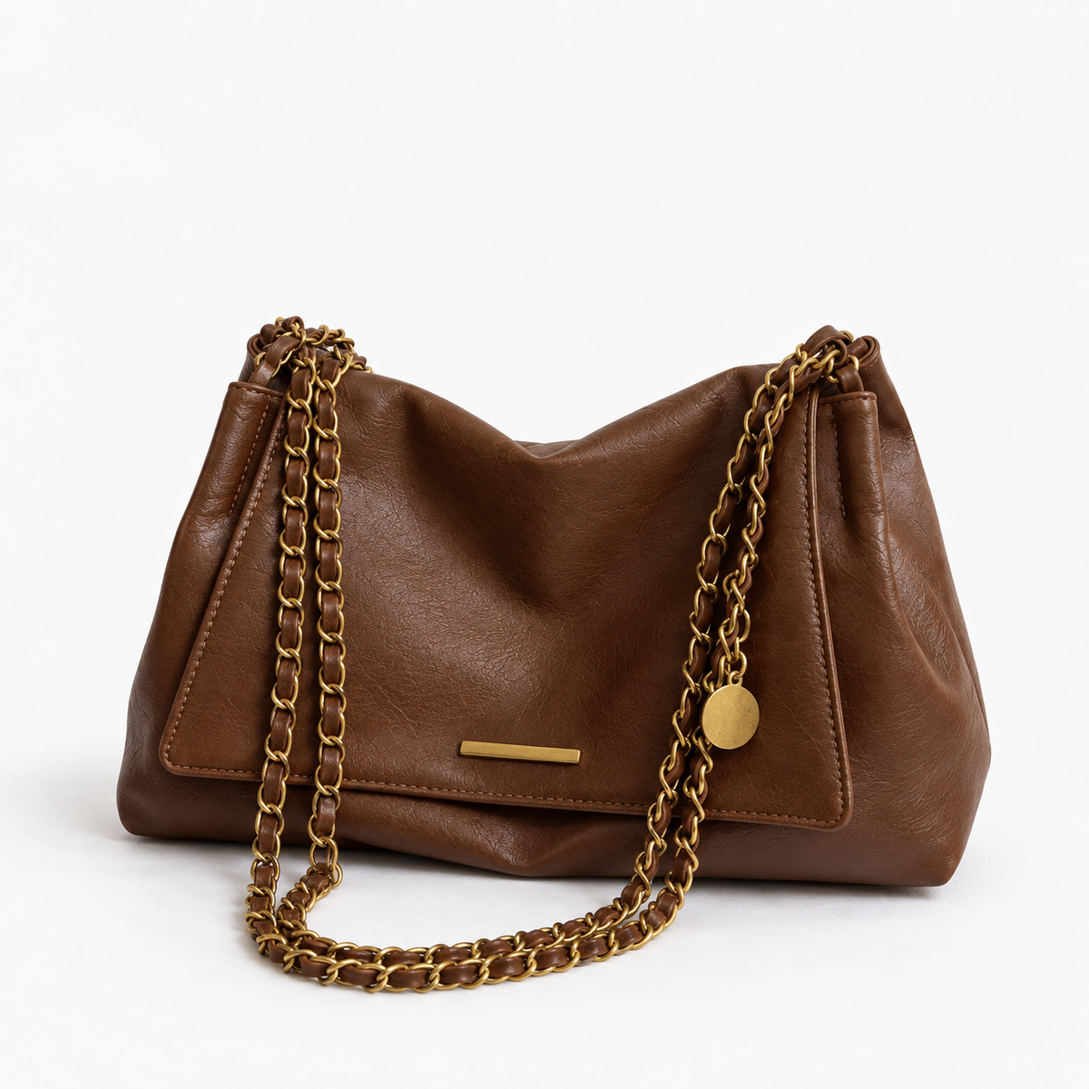 Claudine Soft Chain Shoulder Bag — Coffee | Emory & Blanc
