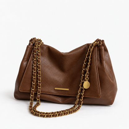 Claudine Soft Chain Shoulder Bag — Coffee | Emory & Blanc