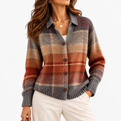 Clemence Plaid Button-Front Cardigan
