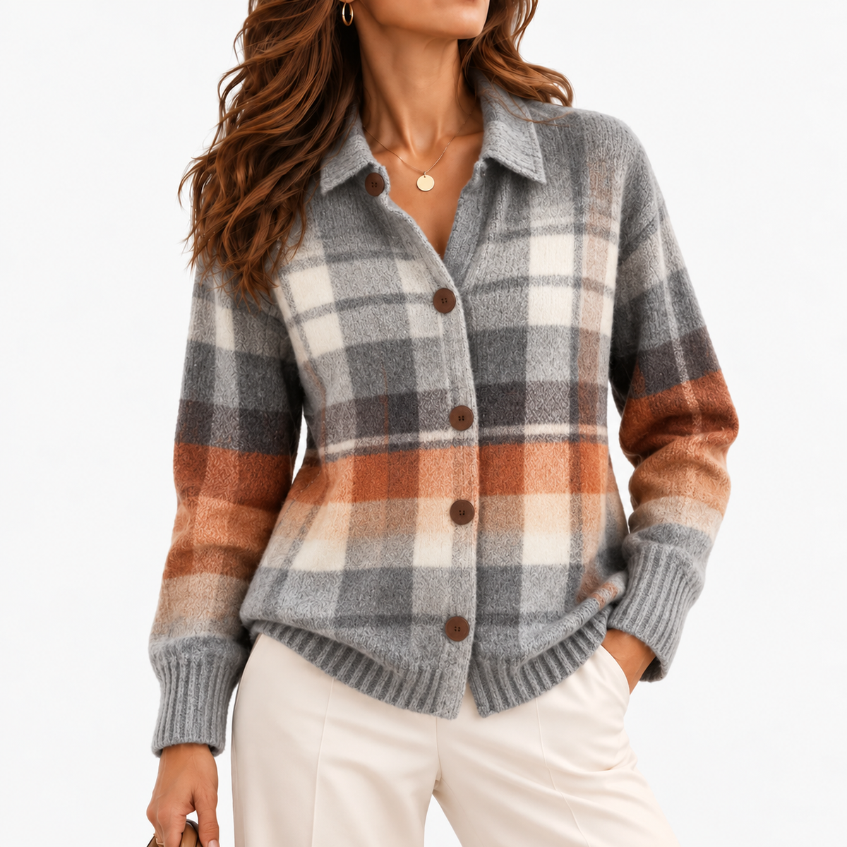 Clemence — Grey & Brown Plaid | Emory & Blanc