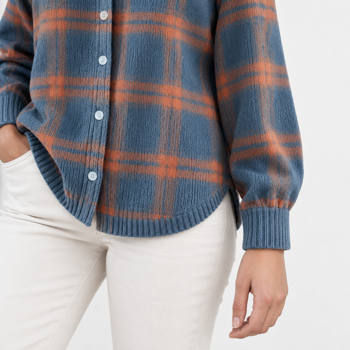 Clemence Plaid Button-Front Cardigan | Emory & Blanc
