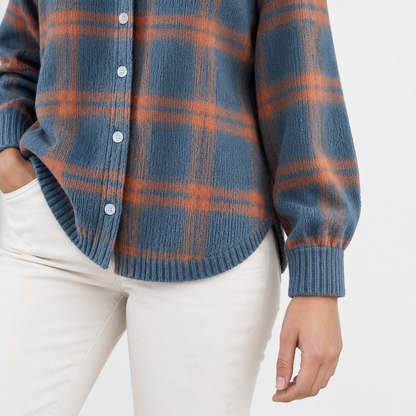 Clemence Plaid Button-Front Cardigan | Emory & Blanc