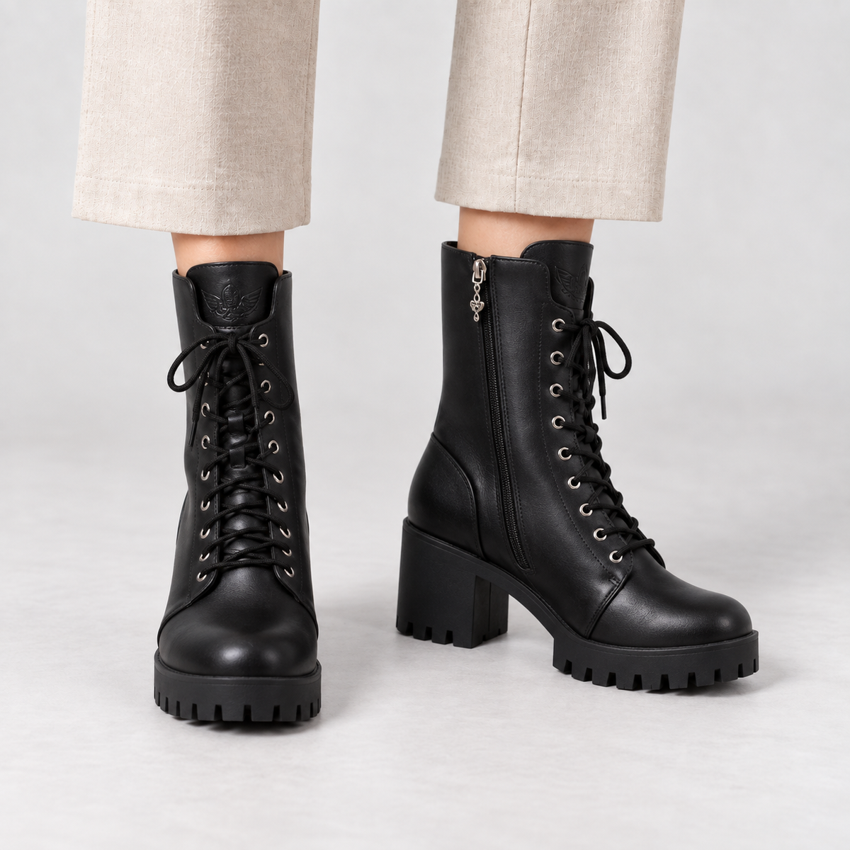 Coralie Comfort Platform Lace-Up Boots — Black | Emory & Blanc