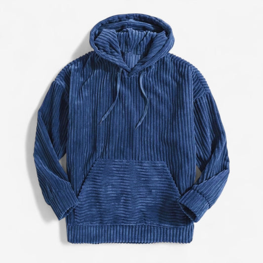 Corduroy Comfort Pullover Hoodie — Blue | Emory & Blanc