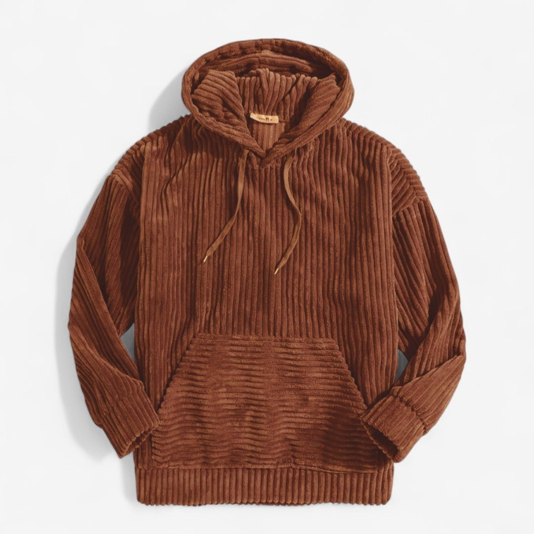 Corduroy Comfort Pullover Hoodie — Brown | Emory & Blanc