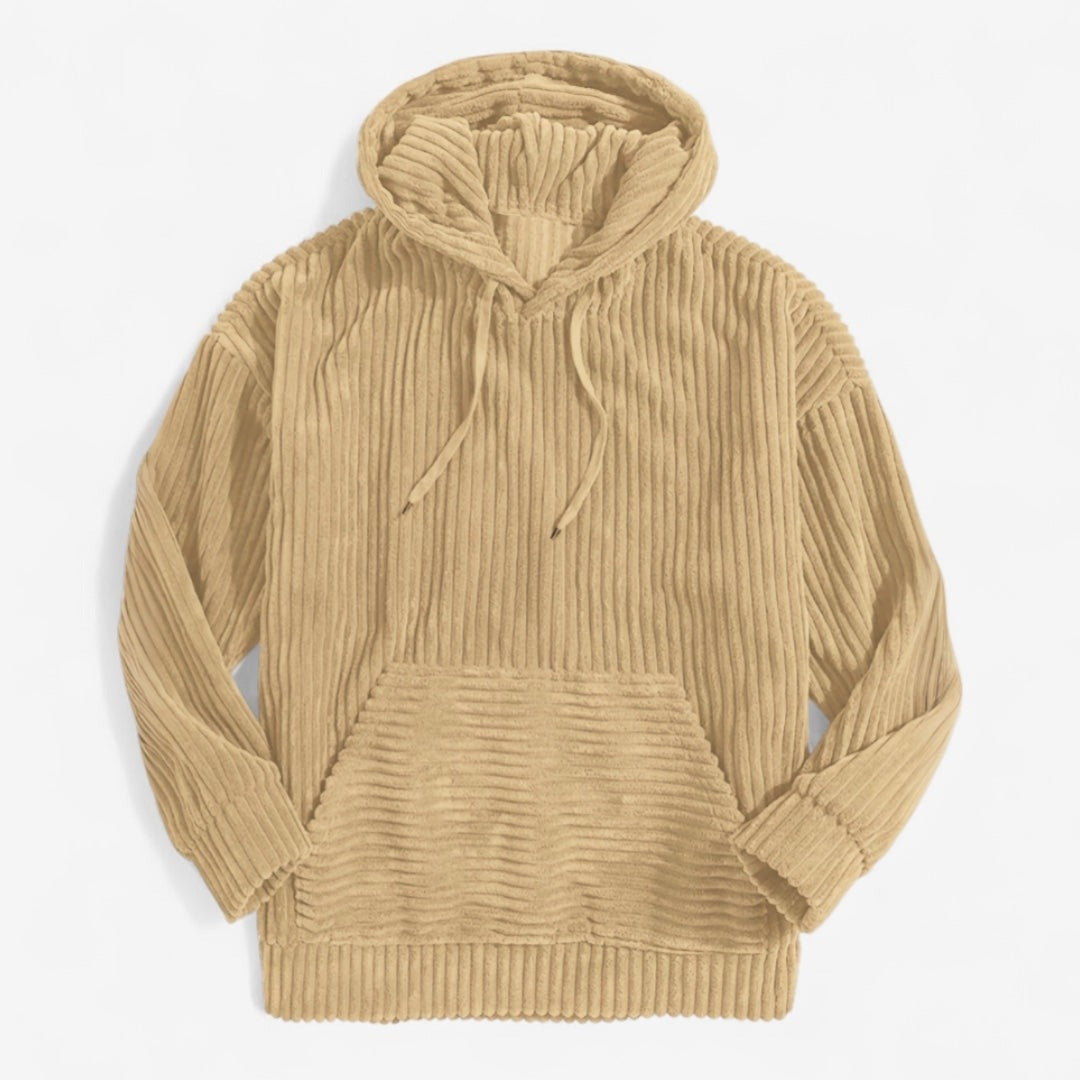 Corduroy Comfort Pullover Hoodie — Cream | Emory & Blanc