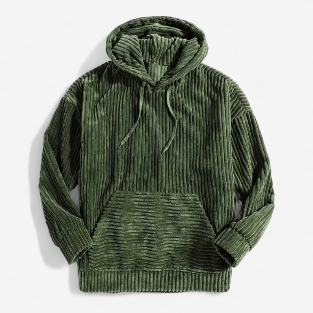 Corduroy Comfort Pullover Hoodie — Forest | Emory & Blanc