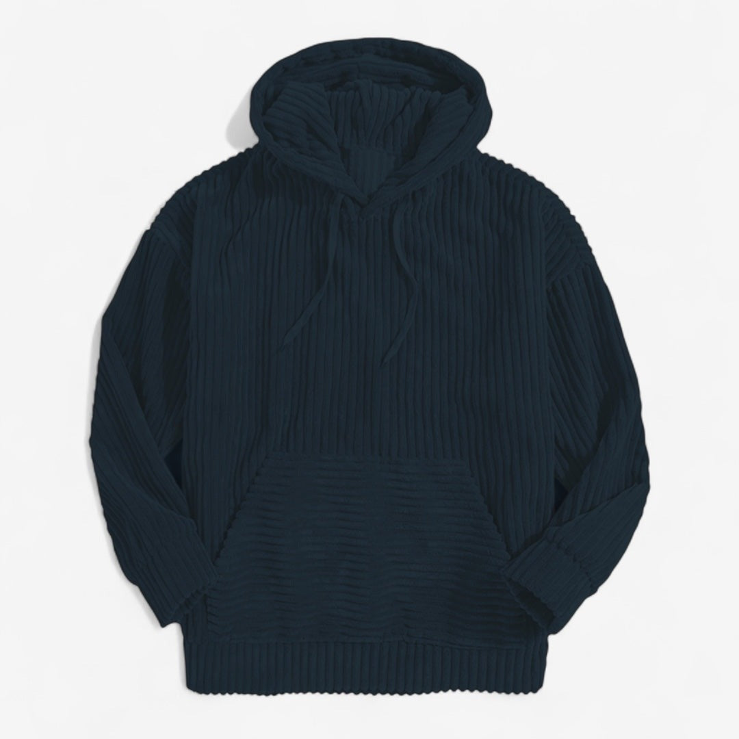 Corduroy Comfort Pullover Hoodie — Navy | Emory & Blanc