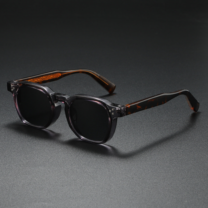 Corin Comfort Keyhole Sunglasses — Dark Grey/Leopard | Emory & Blanc