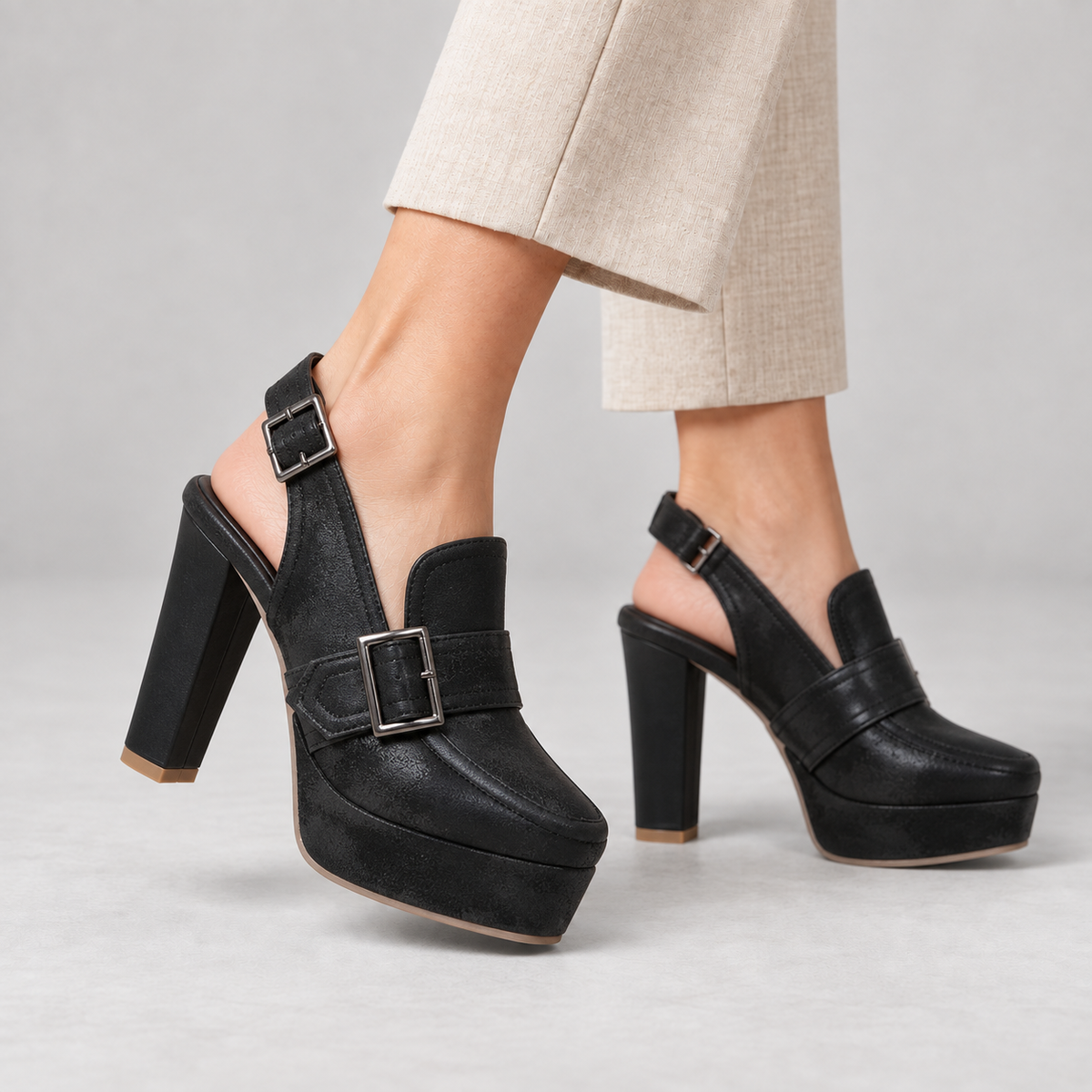 Cosette Steady Platform Slingback Heels | Emory & Blanc