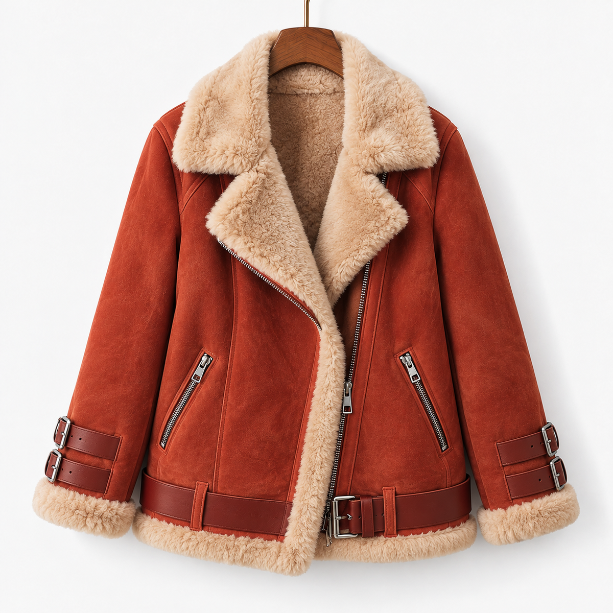 Cosima Relaxed Fit Biker Jacket, Plush Collar | Emory & Blanc