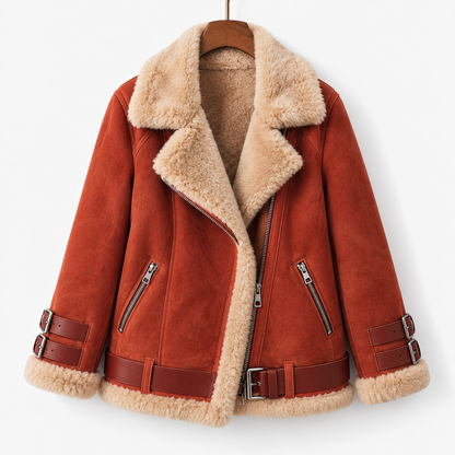 Cosima Relaxed Fit Biker Jacket, Plush Collar | Emory & Blanc