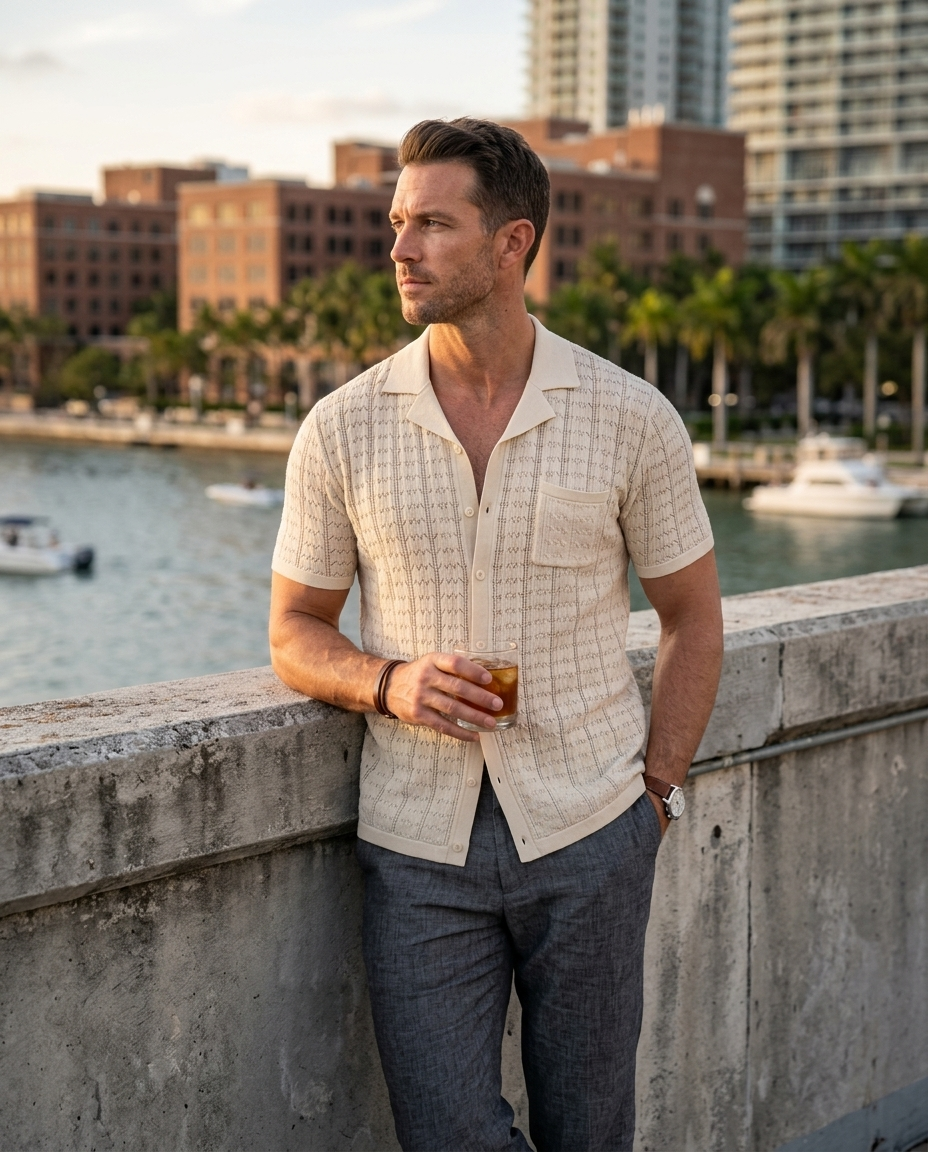 Cuban Collar Knit Polo - lifestyle 12