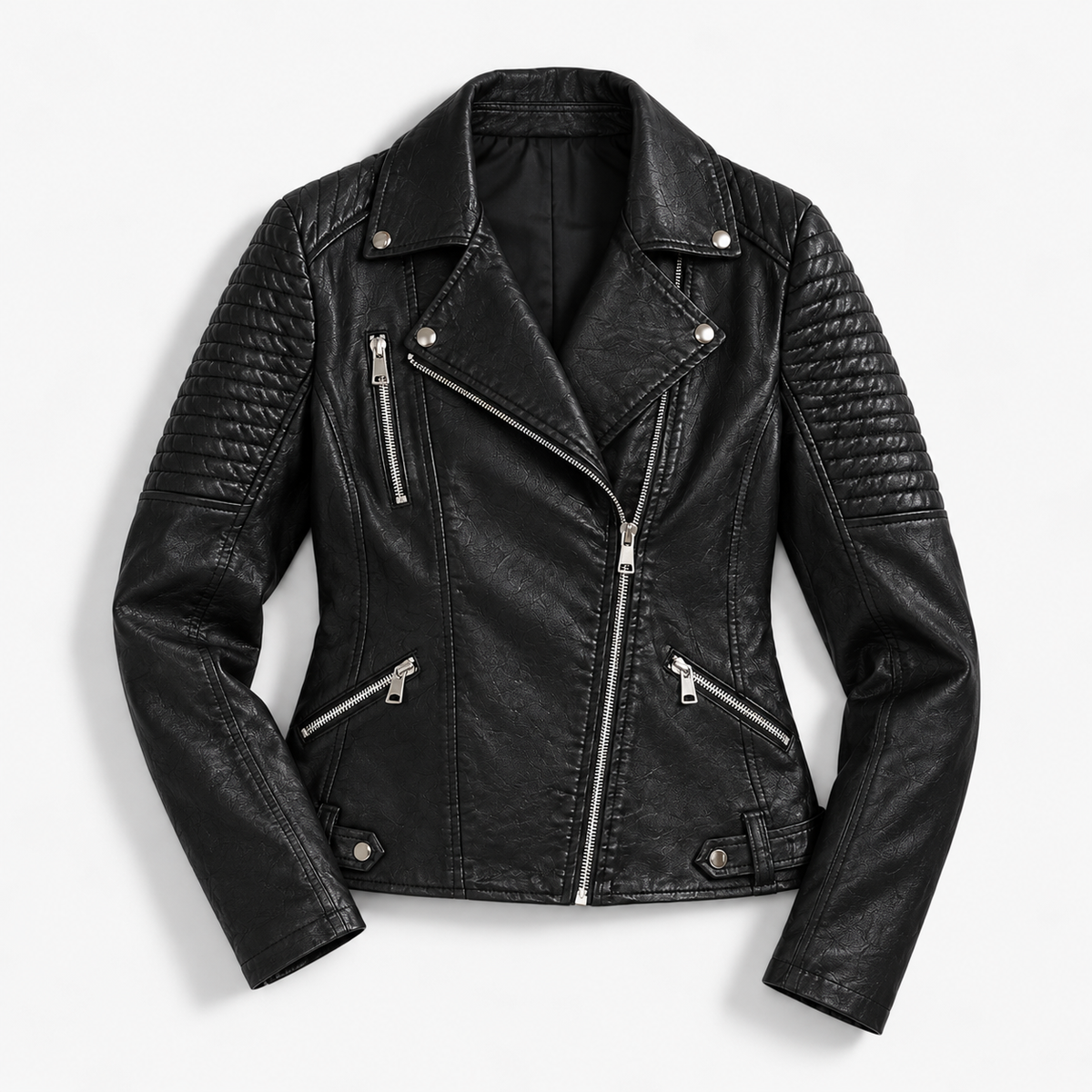 Dahlia Comfort Quilted Moto Jacket, Zip Front | Emory & Blanc