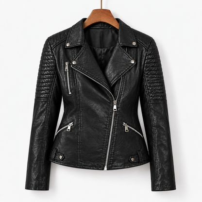 Dahlia Comfort Quilted Moto Jacket, Zip Front | Emory & Blanc