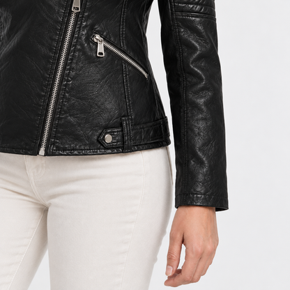 Dahlia Comfort Quilted Moto Jacket, Zip Front | Emory & Blanc
