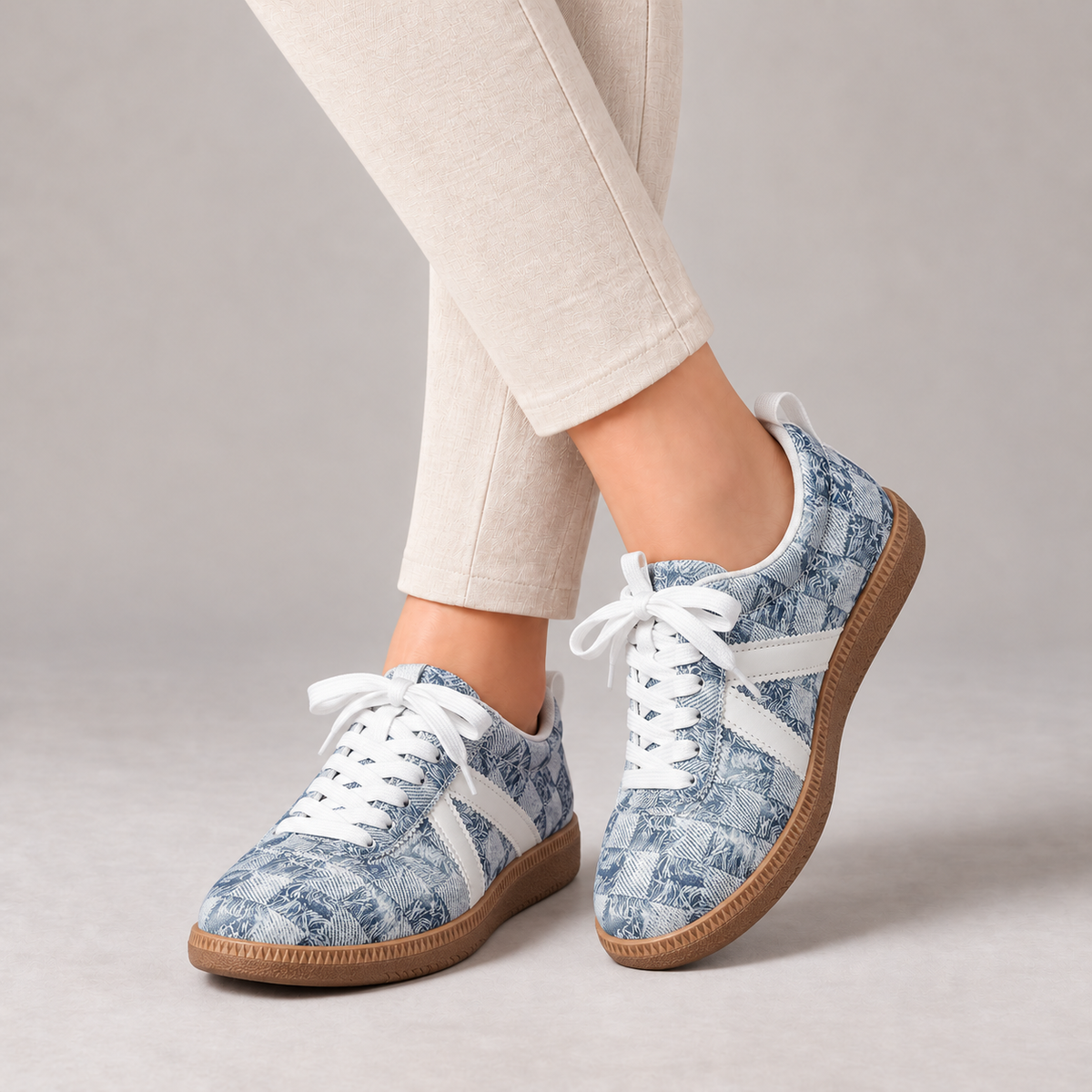 Darby Cushioned Walking Sneakers — Blue Print | Emory & Blanc