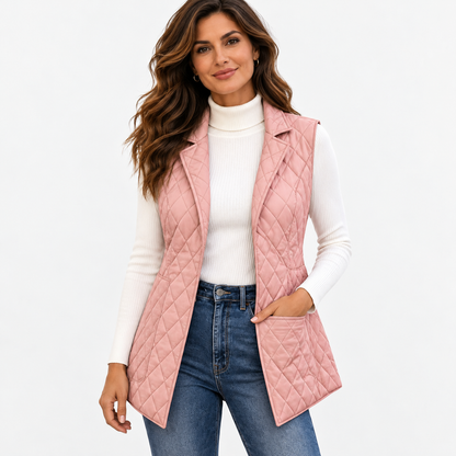 Delaine Lightweight Diamond-Quilted Vest — Pink | Emory & Blanc