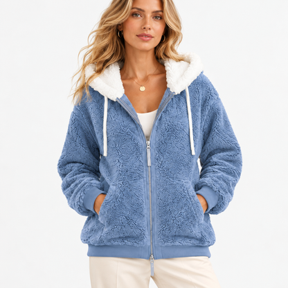 Delancey Comfort Hooded Zip Jacket — Blue | Emory & Blanc