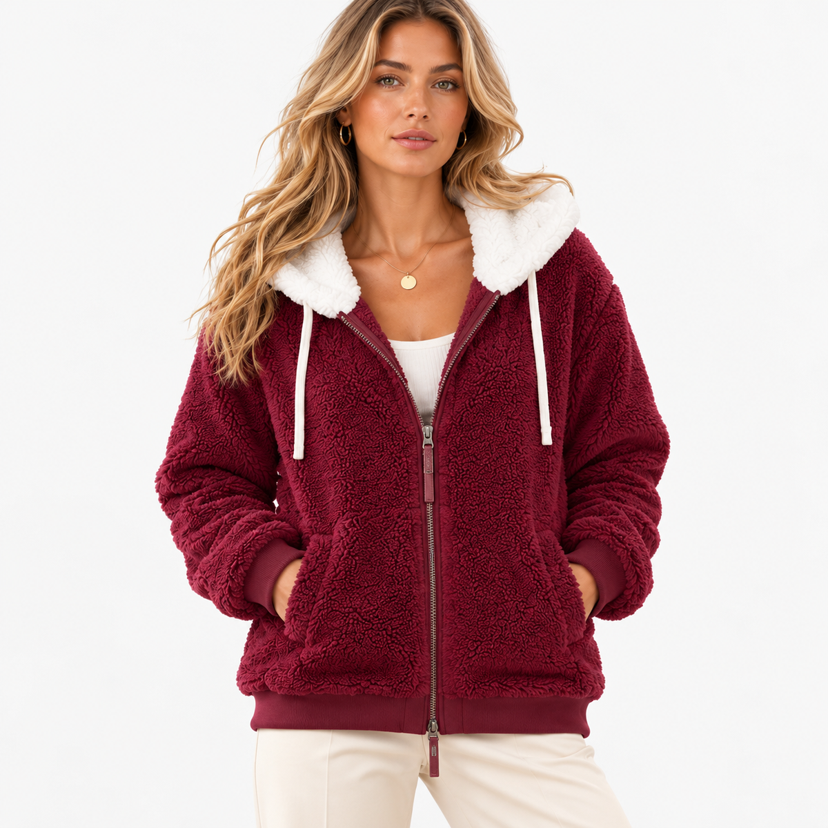 Delancey Comfort Hooded Zip Jacket — Red | Emory & Blanc